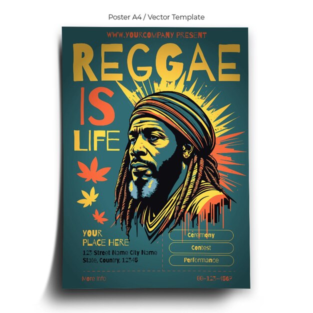 Il reggae è un modello di poster della vita