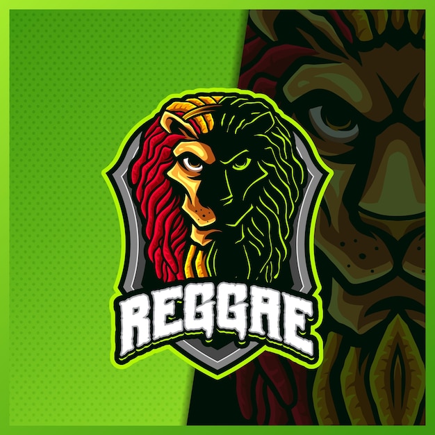 Reggae lion silhouet mascot esport logo ontwerp illustraties vector sjabloon, tiger logo voor team game streamer youtuber banner twitch onenigheid, volledige kleur cartoon stijl