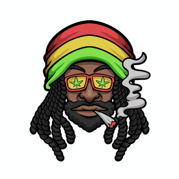 Vector reggae man roken wiet marihuana cartoon