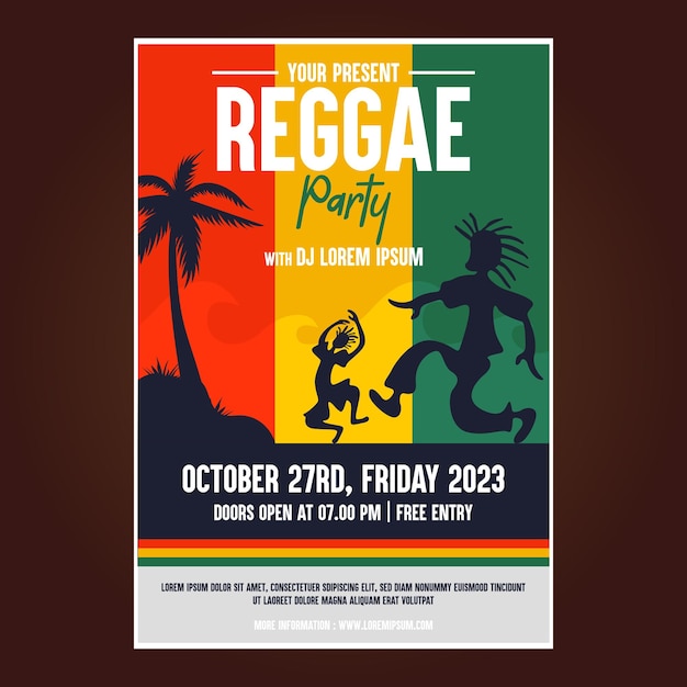 Reggae music festival poster flyer template