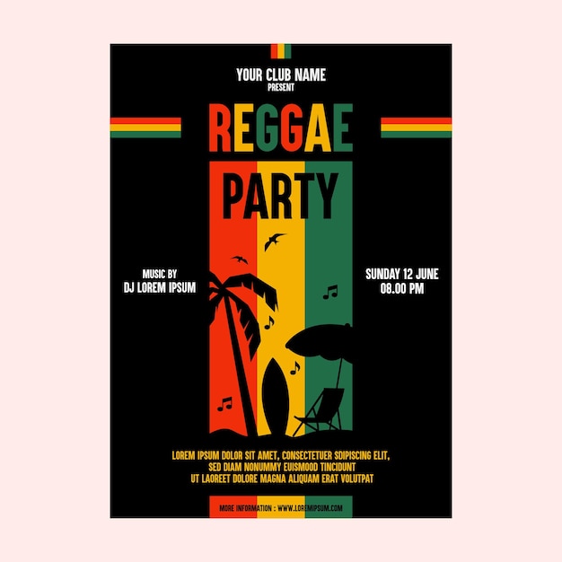 Reggae music festival poster flyer template