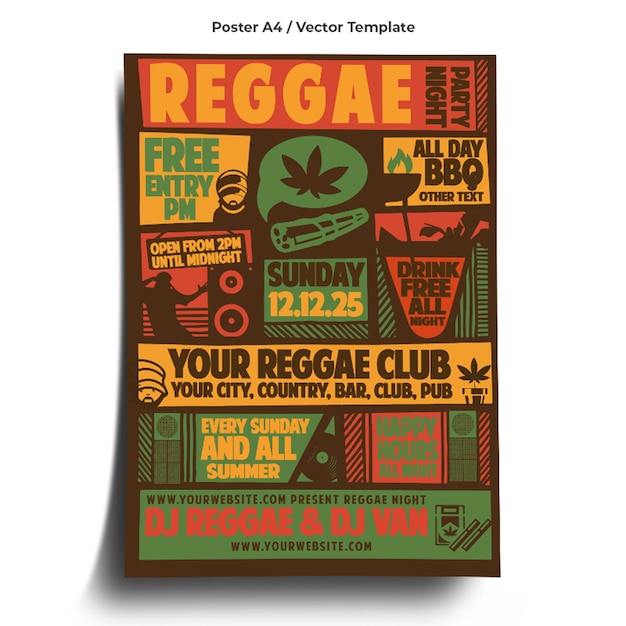 Reggae Party poster sjabloon
