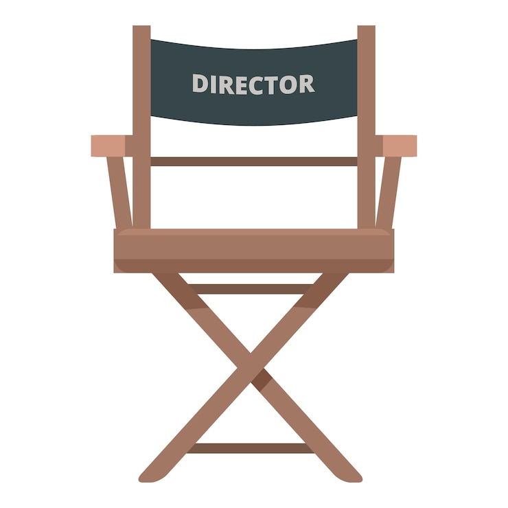 Vector regisseurstoel op witte achtergrond die het filmproces vertegenwoordigt
