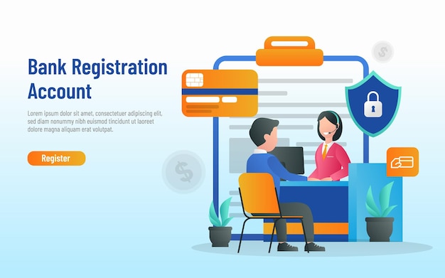 Register bank account illustration vector