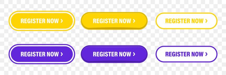 Vector register now buttons registration web buttons set vector buttons for registration in services blogs websites user interface web buttons in flat style for ui mobile app web