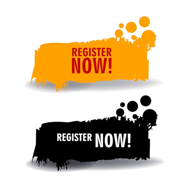वेक्टर register now speech bubble collection iconlabel sticker logo badge banner design template