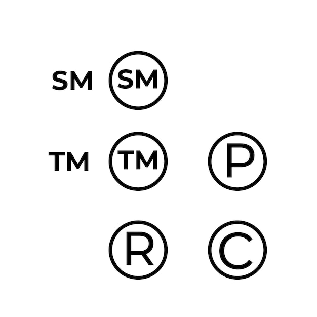 Vector registered trademark copyright patent and service mark icon concept design stock illustration