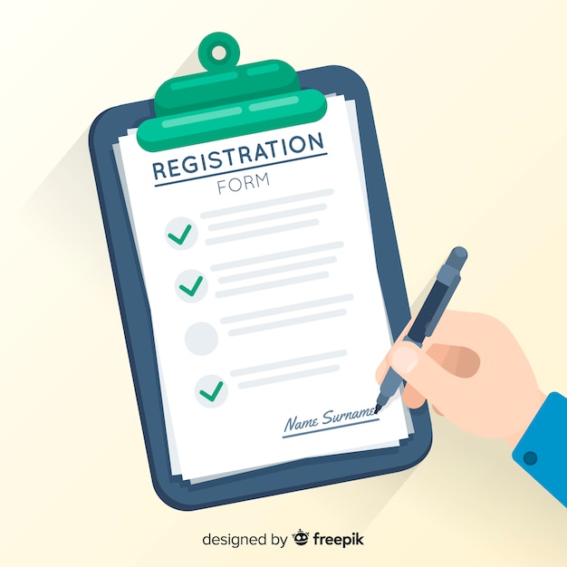 Registration form template with flat design