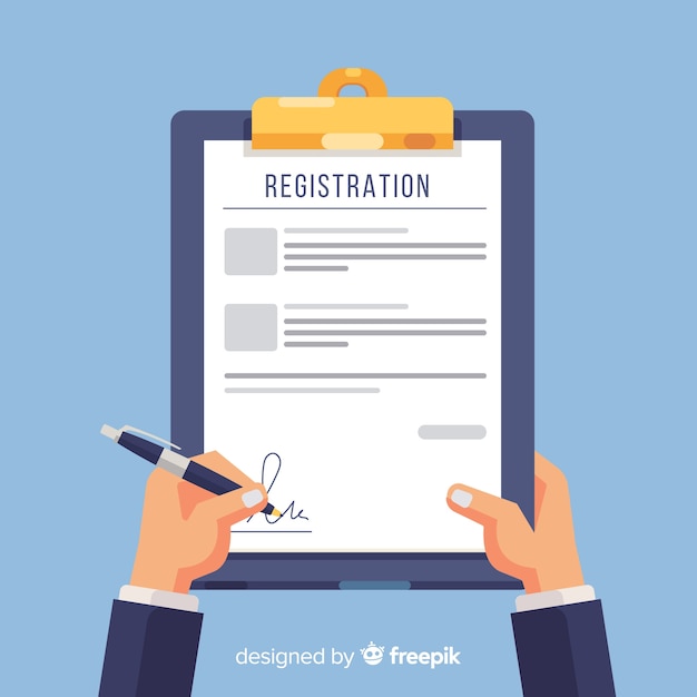 Registration form template with flat design