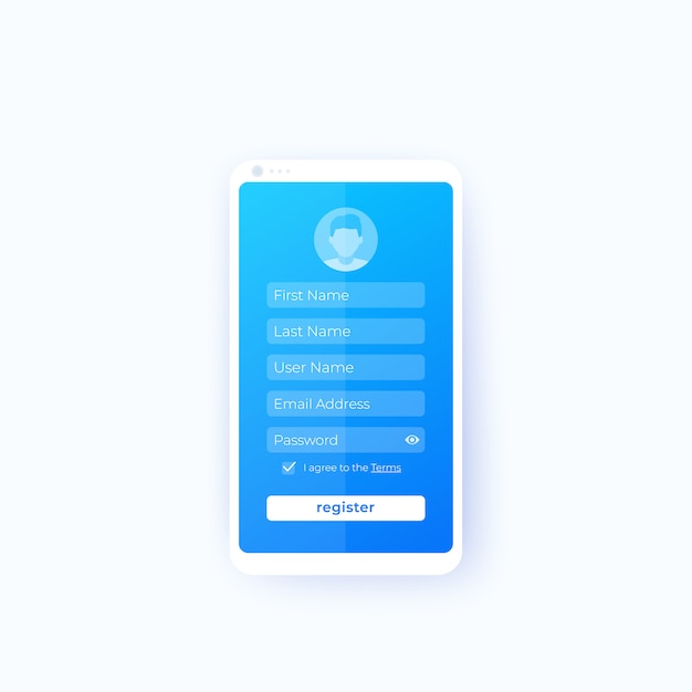 Vector registreren, mobiele app-ui