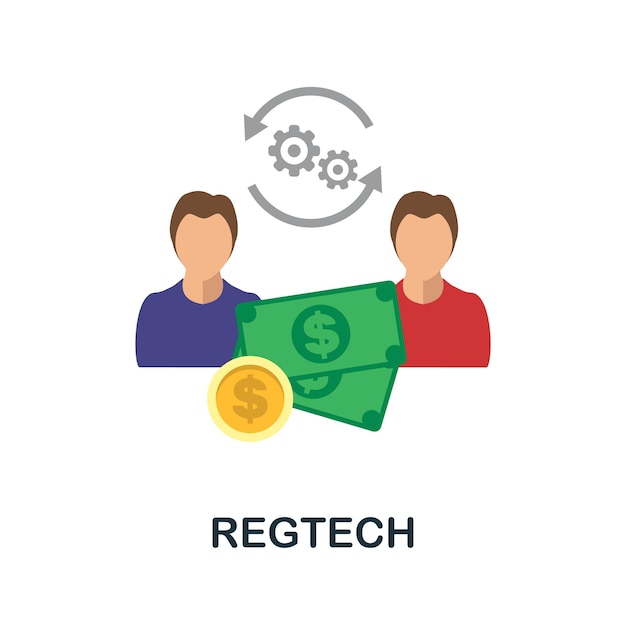 Regtech フラット アイコン フィンテック コレクションから色の単純な要素 Web デザイン テンプレート インフォ グラフィックなどのクリエイティブな Regtech アイコン