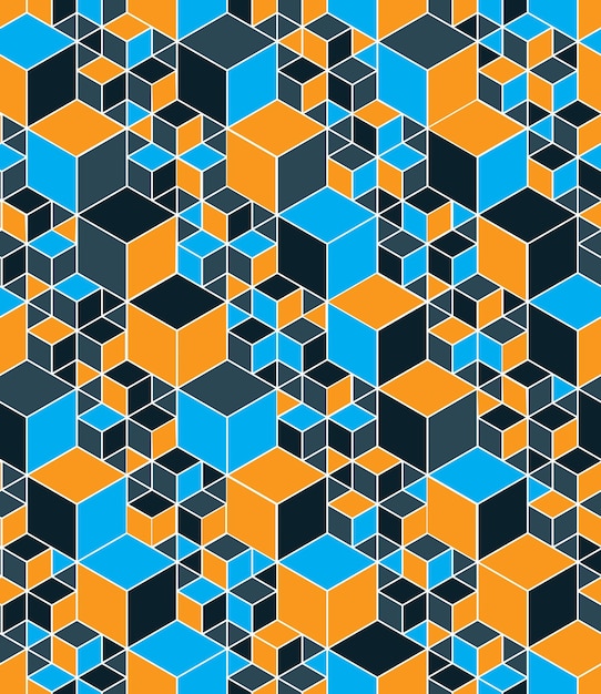 Regular colorful textured endless pattern with cubes, continuous bright geometric background.