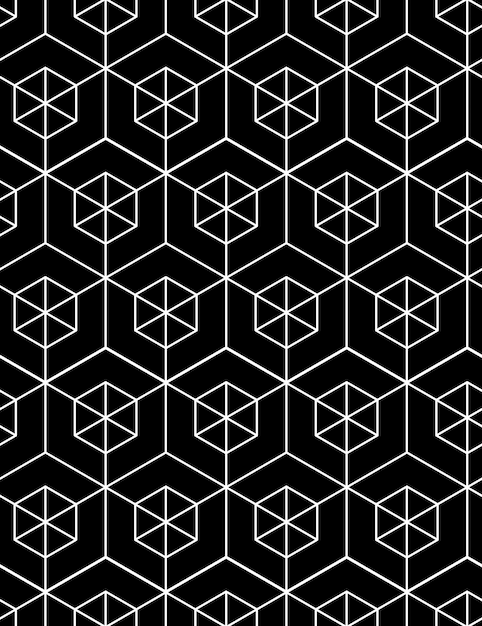 Vector regular contrast textured endless pattern with cubes, continuous black and white geometric background.