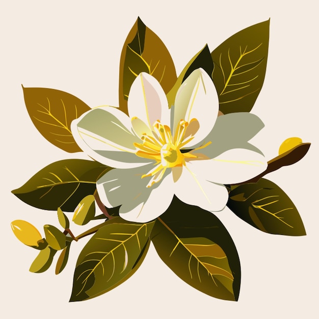 Vector regular isolated single jasmine flower on white background vector illustration