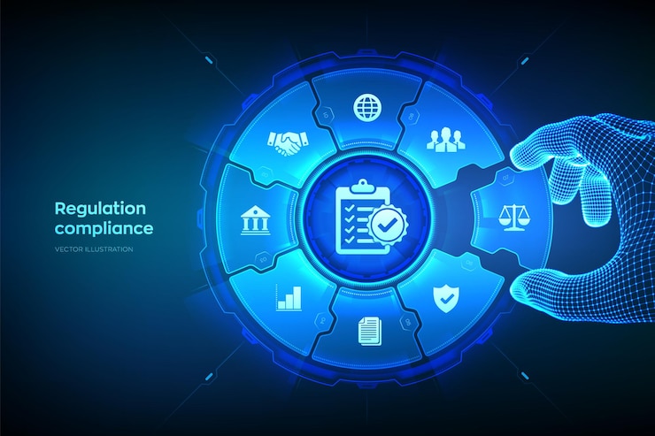 Vector regulation compliance financial control technology concept compliance rules law regulation reg tech