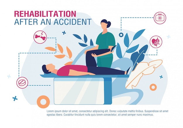 Rehabilitation after accident advertising poster