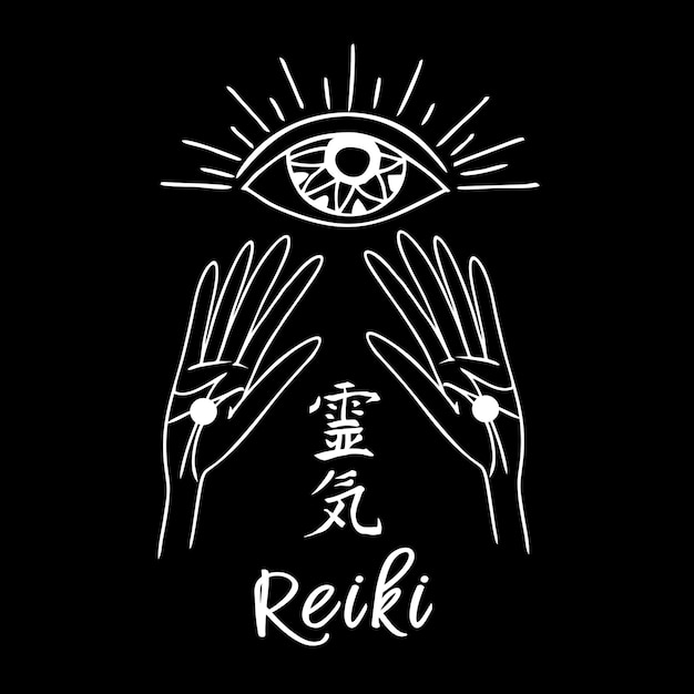 Energia reiki logo guarigione reiki vettore esoterico