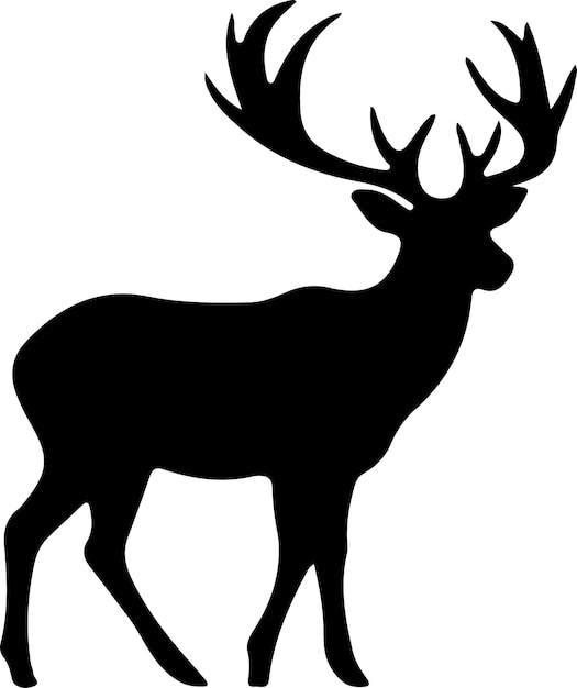 Reindeer black silhouette with transparent background