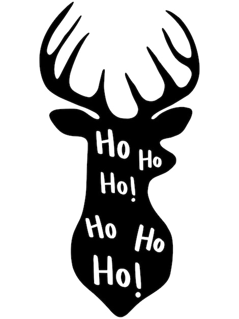 Vector reindeer christmas illustration with lettering hohoho.