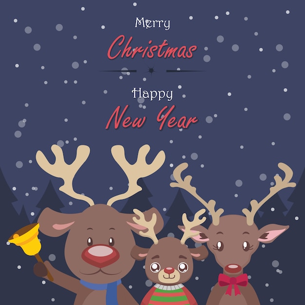 Reindeer family Christmas greeting