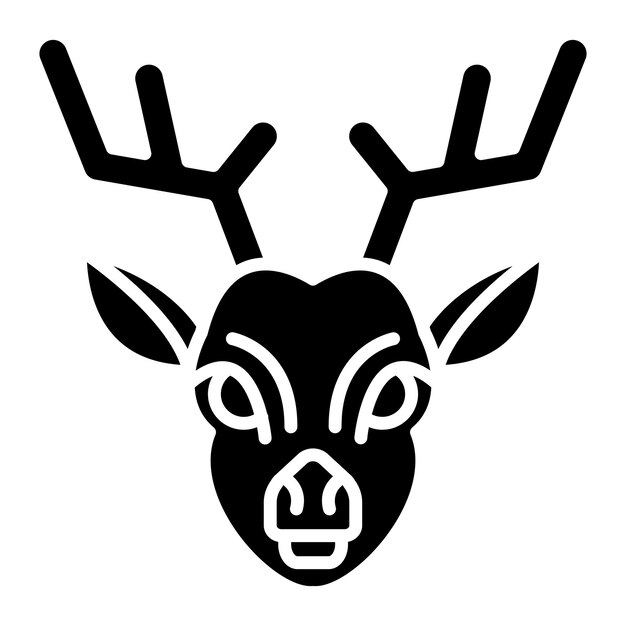 Reindeer Glyph Solid Black Illustration