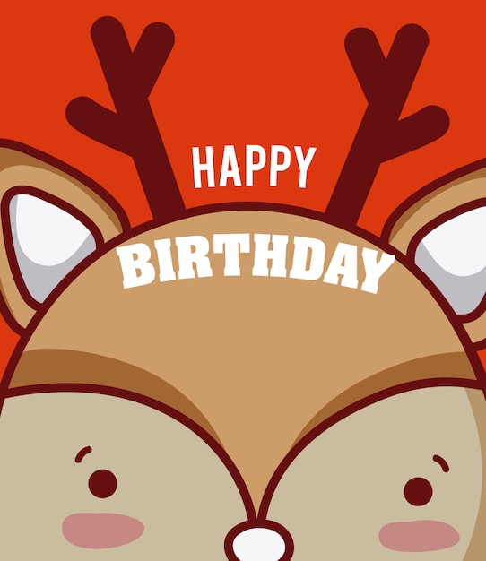 Reindeer happy birthday cute card cartoons