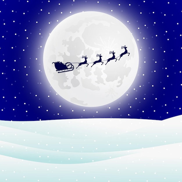 Reindeer in harness with sleigh Santa Claus for Christmas illustration