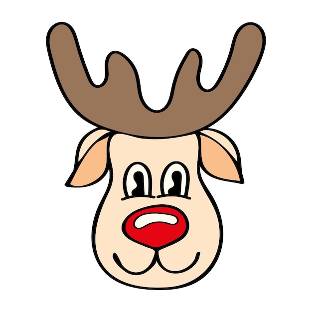 Reindeer head Hand drawn flat illustration