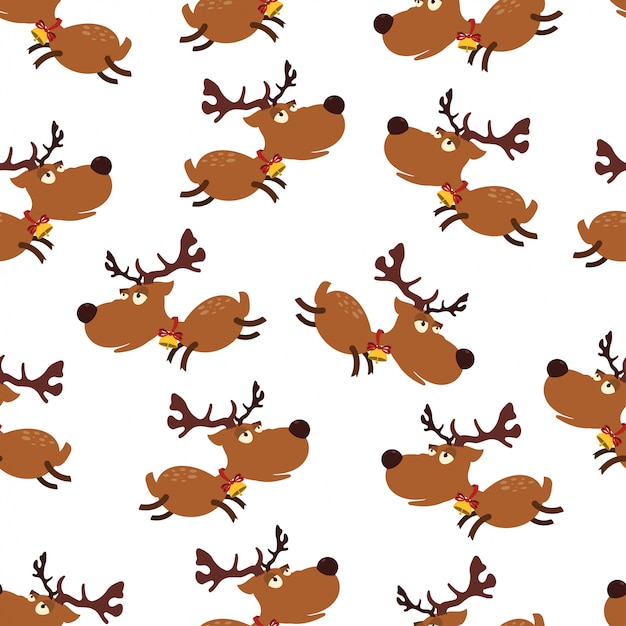 Reindeer seamless pattern vector holiday wallpaper