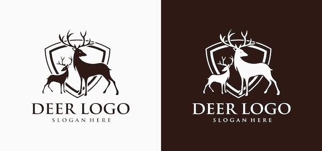 Reindeer silhouette deer protection community logo deer logo design template inspiration