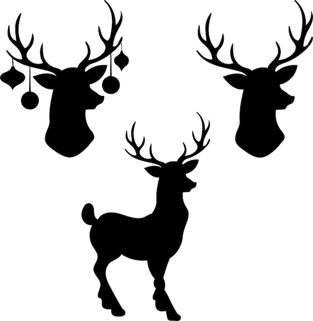 reindeer silhouette set