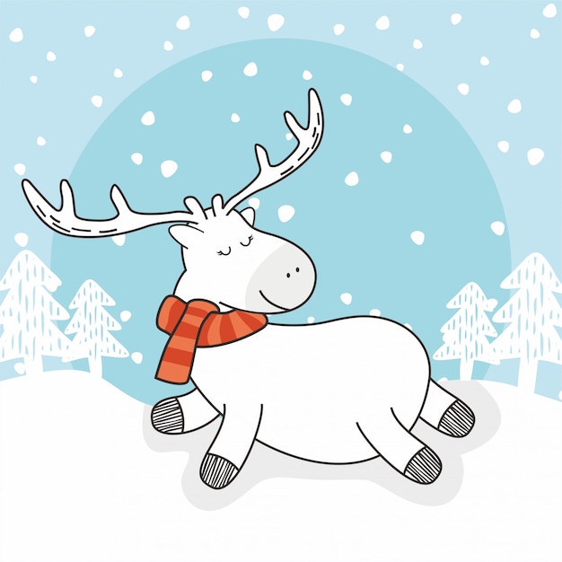 Reindeer winter doodle deer cartoon