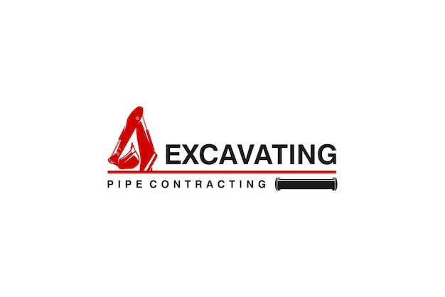 Reinforced concrete pipe excavator logo rcp construction design industrial heavy equipment