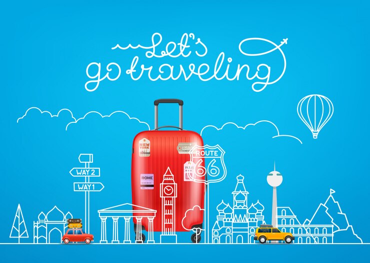 Vector reis concept. vectorillustratie met beroemde bezienswaardigheden en accessoires