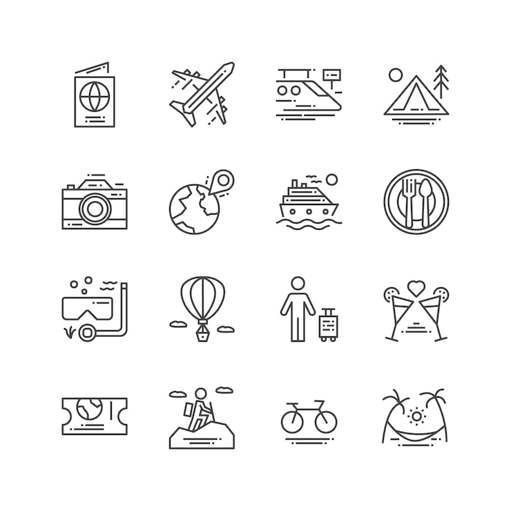 Reis- en activiteitenpictogrammen