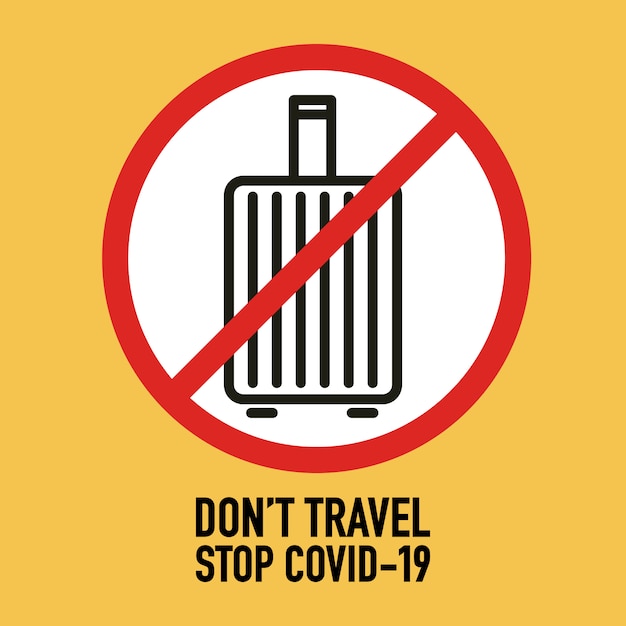 Reis geen bewegwijzering ontwerpconcept. Stop Covid-19 Coronavirus Novel Coronavirus (2019-nCoV).