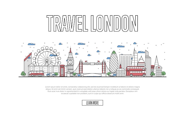 Reis Londen website in lineaire stijl