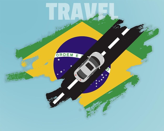 Reis met de auto naar Brazilië op vakantie idee vakantie en reis banner concept