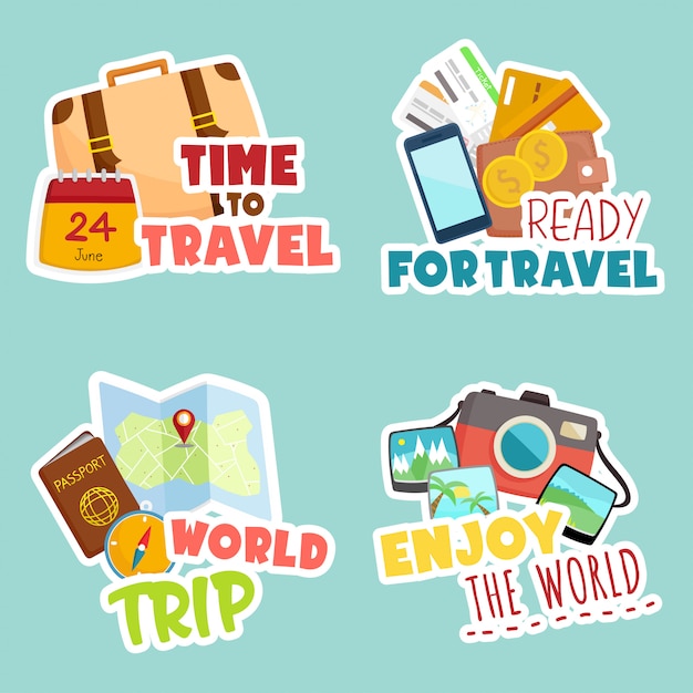 reis rond de wereld stickers set