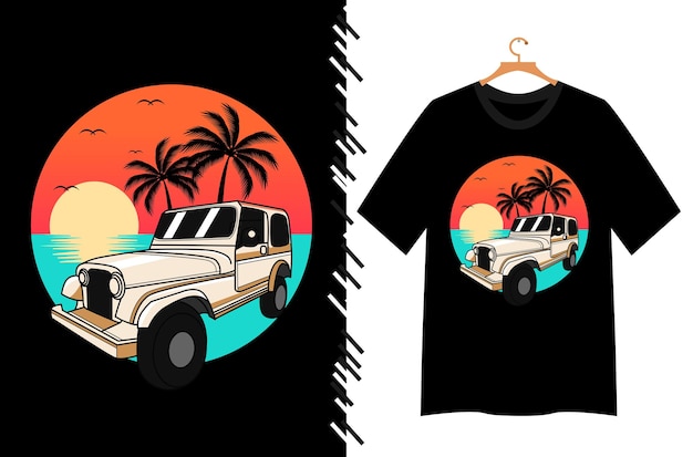 reisauto zomer voor t-shirtontwerp