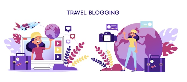 Reisblogger concept. Vrouw schietvideo voor blog