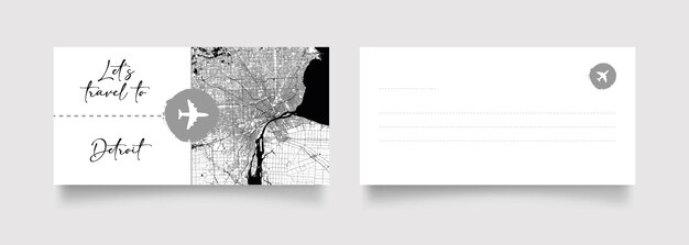 Reisbon naar Noord-Amerika Verenigde Staten Detroit ansichtkaart vectorillustratie