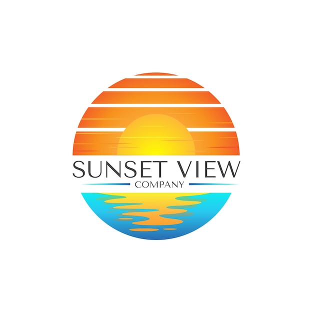 Reisbureau met de beste ontwerpsjabloon voor logo's met zonsondergang