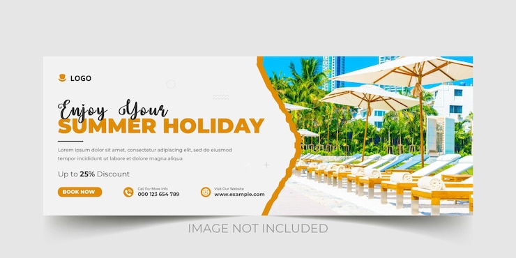 Vector reisbureau zomer strandvakantie sociale media facebook cover ontwerpsjabloon
