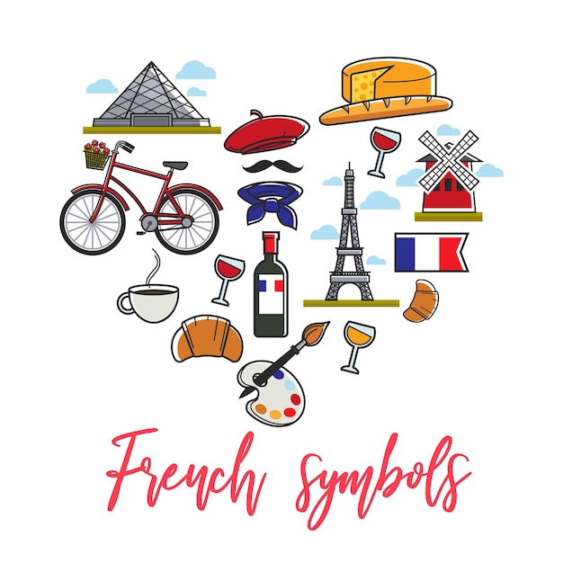 Vector reisbureaubrochures franse cultuur en symbolen architectuur en keuken vector