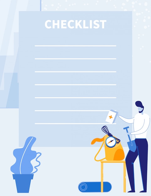 Vector reischecklist, reis- of aankoopplanner.