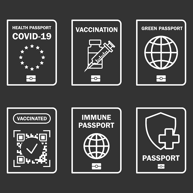 Reisimmuundocument covid19-immuniteitscertificaat voor veilig reizen of winkelen