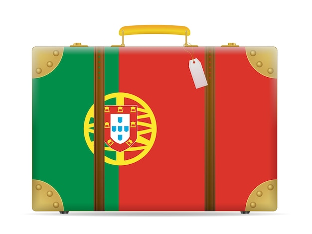 Vector reiskoffer met portugese vlag