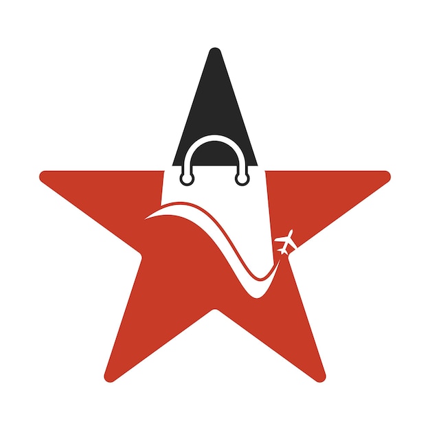 Reiswinkel logo vector sjabloon Winkel en vliegtuig logo Verkoop en reis symbool of icoon