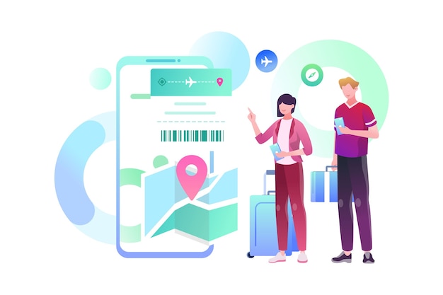 Vector reizen app concept illustratie